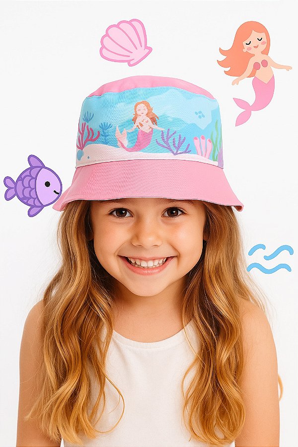 chapéu de praia menina proteção solar leve confortável em poliéster tamanhos 1 a 10 Anos
