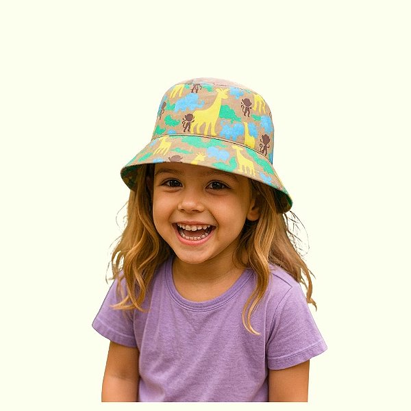 chapéu infantil menina personalizado savana poliéster proteção confortável vários tamanhos 1 a 10 anos