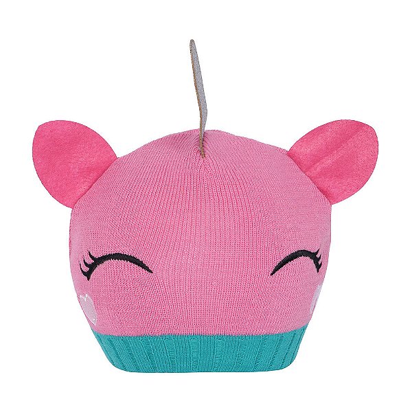 touca infantil menina rosa unicornio Lã Jacquard tamanho bebê único