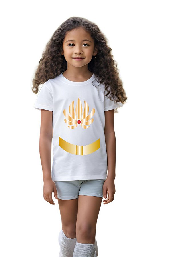 Camiseta simbolo de princesa infantil degradê 100% algodão tamanhos 2 a 6 anos