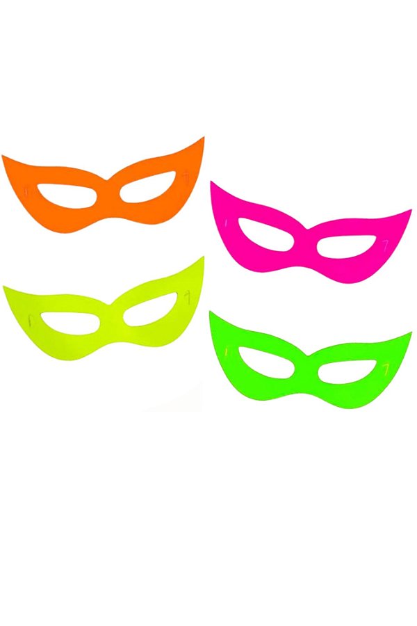 Kit 10 máscaras de festa lisa feminina neon em várias cores tamanho único