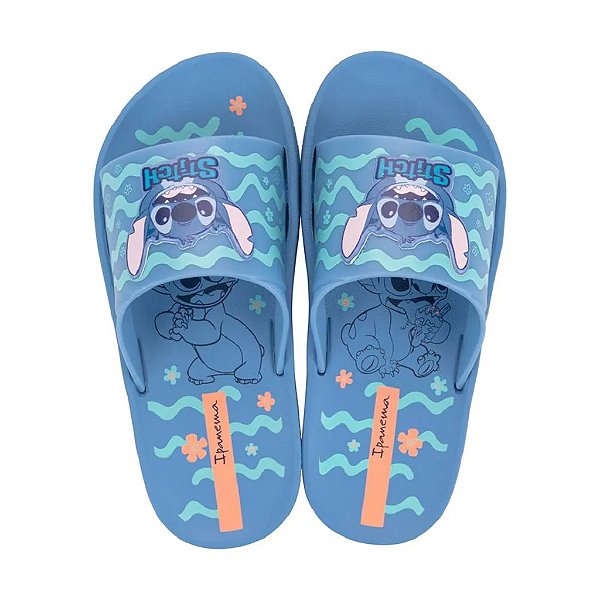 Chinelo slide stitch infantil unissex solado borracha antiderrapante várias cores e tamanhos 25 a 34