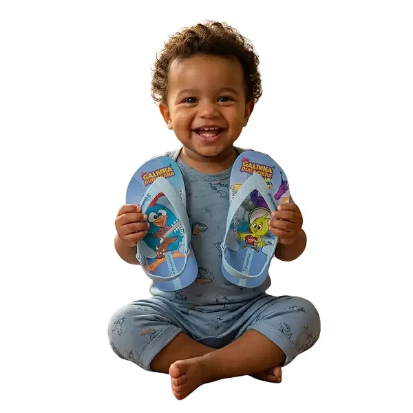 chinelo da galinha pintadinha bebê azul unissex solado PVC macio flexível tamanhos 17 a 24
