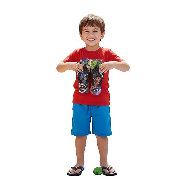 Chinelo Havaianas Marvel Vingadores Infantil Menino Solado Emborrachado Tamanhos 29 a 32
