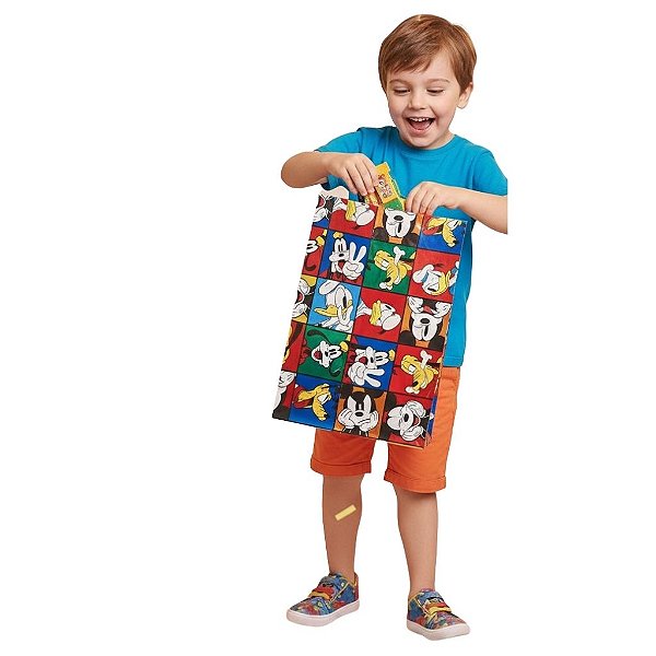 saco de presente mickey e amigos laminado estampa colorida unidade tamanho 20 x 29 cm