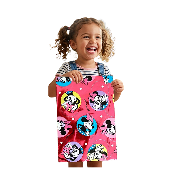 saco de presente minnie mouse infantil plástico estampado colorido tamanho 20 x 29 cm unidade