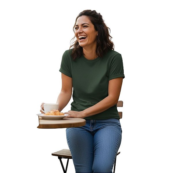 camiseta lisa verde militar musgo unissex manga curta 100% algodão confortável tamanhos P a GG