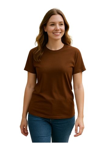camiseta marrom feminina 100% algodão confortável visual moderno tamanhos P a GG