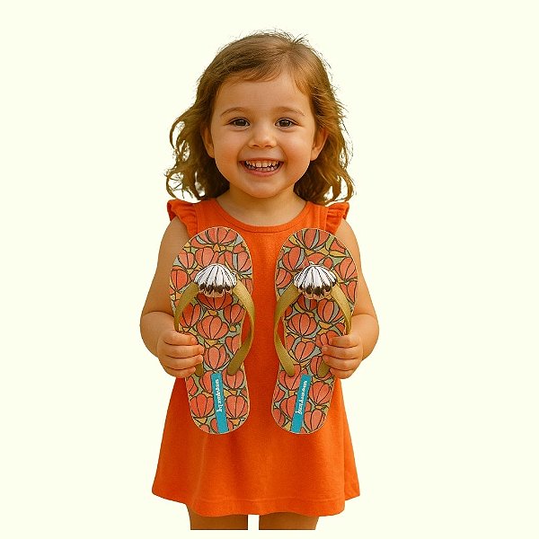 chinelo de sereia infantil menina temática aplique de concha emborrachado antiderrapante tamanhos 23 a 32