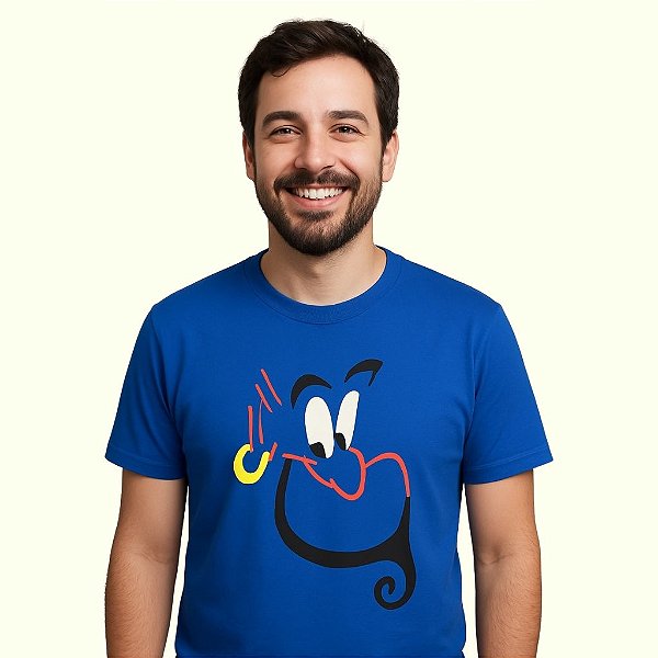camiseta gênio da lâmpada aladdin unissex divertida estilosa 100% algodão confortável tamanhos P ao G