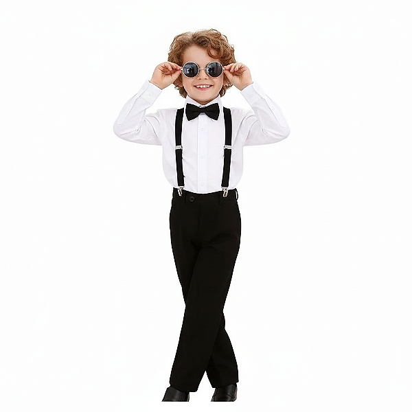 suspensório infantil menino preto com gravata borboleta poliéster tamanho único 1 a 7 anos