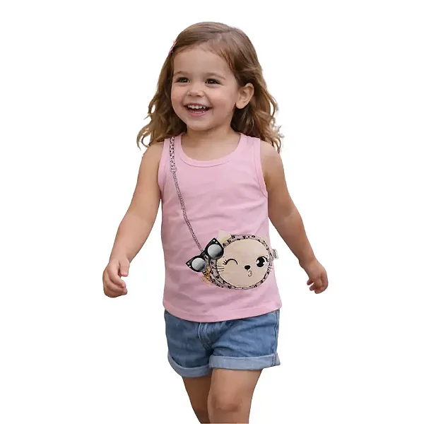 regata infantil menina bebê estampa divertida bolsinha várias cores tamanhos 1 a 3 anos