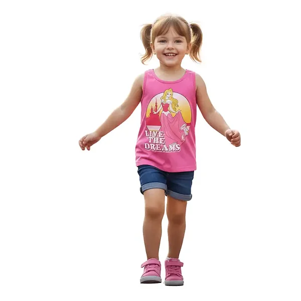 blusa regata infantil menina disney princesa malha algodão suave confortável várias cores tamanhos 4 e 8 anos