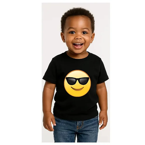 camiseta infantil oculos de sol customizada divertida 100% algodão macia várias cores tamanhos 2 a 10 anos