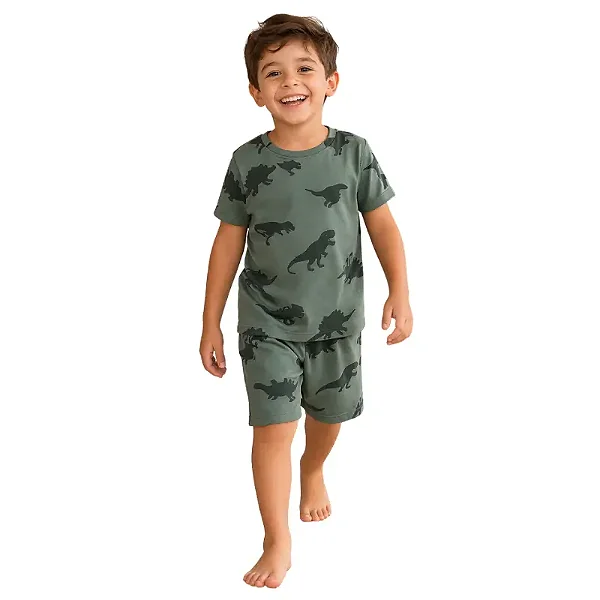 pijama infantil menino dinossauro desenho 100% algodão conforto para dormir tamanho 6 Anos