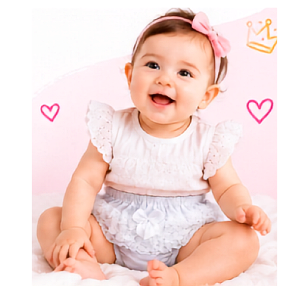 calcinha infantil bebê com renda lacinho frontal 100% algodão macia delicada tamanhos PP a G