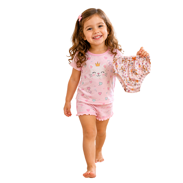calcinha infantil menina kit 3 unidades 100% algodão confortável estampada cores sortidas tamanhos P a G