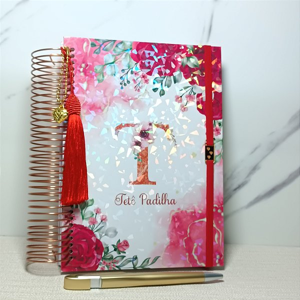 Agenda Floral Vermelha Alfabeto