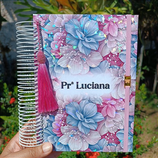 Agenda Floral Azul e Rosa