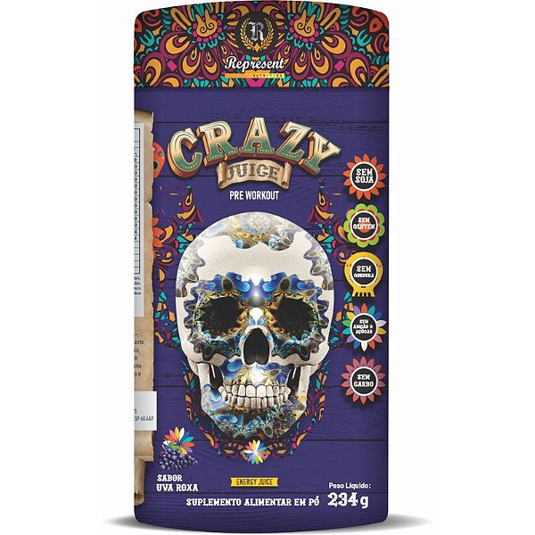 Crazy Juice Pré Workout Sabor Uva Roxa 234gr - Represent Nutrition