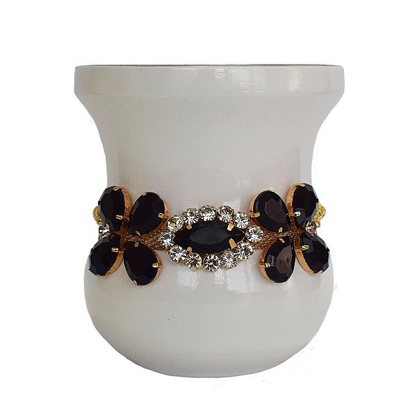 Chocker em Pedraria Com Fecho - Preta