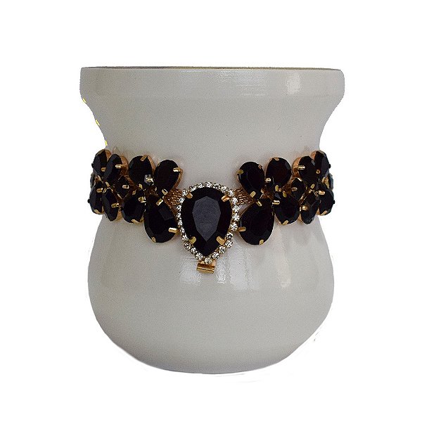 Chocker em Pedraria de Amarrar - Preta