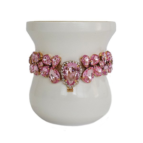 Chocker em Pedraria de Amarrar - Rosa Bebê