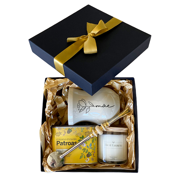 Presente Mãe - Vela Aromática + Lata + Cuia Personalizada + Bomba