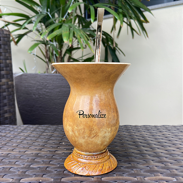 Kit Cuia de Porongo Personalizada Pé Massa + Bomba