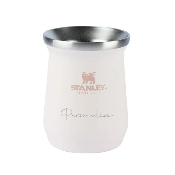 Cuia Térmica Inox Stanley Personalizada Para Chimarrão e Tereré - Branca / Rosé