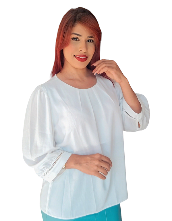 BLUSA SOCIAL FEMININA MANGA LONGA  GOLA EM U POLIESTER