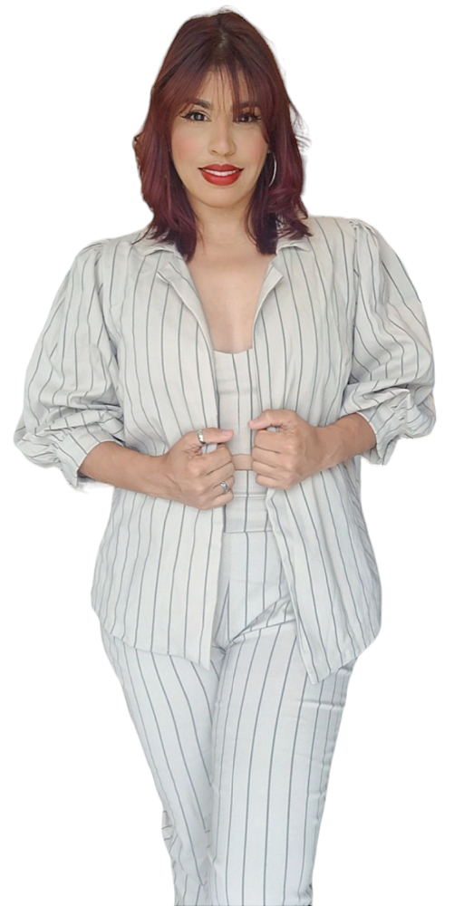 BLAZER ALFAIATARIA LISTRAS  MANGA BUFFANTE