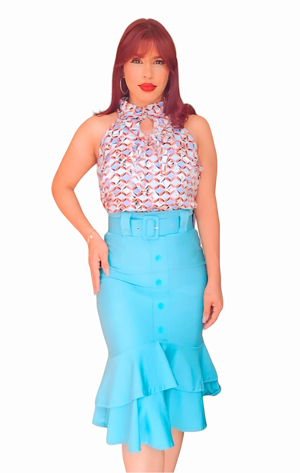 SAIA LYCRA MIDI BABADO ANA