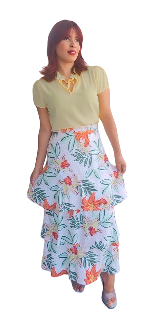 SAIA LONGA ORQUIDEA ESTAMPADA 3 MARIAS