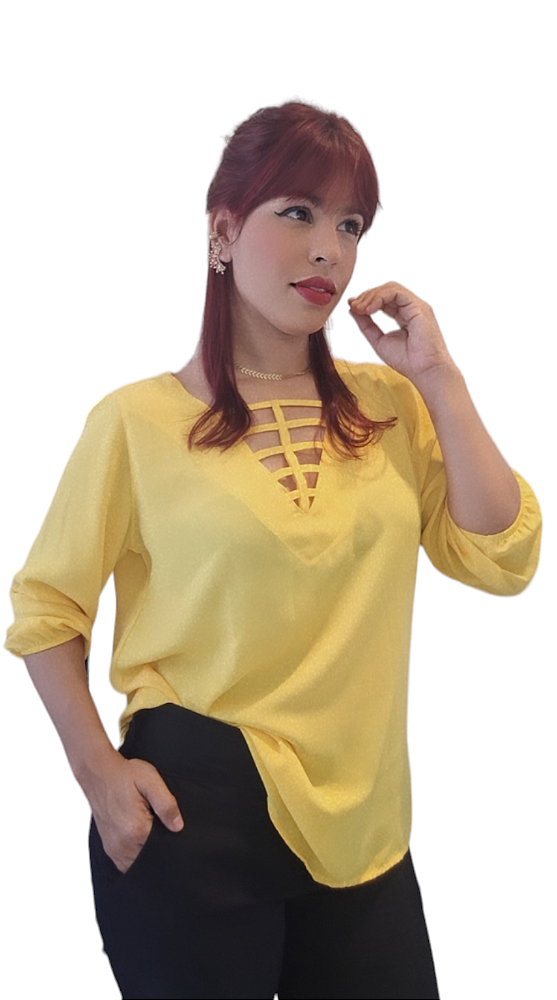 BLUSA  FEMININA SOCIAL MANGA LONGA ANOMATI