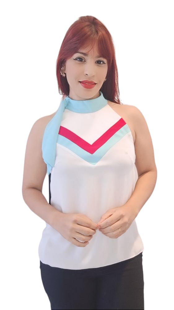 BLUSA FEMININA COM GOLA EM LAÇO