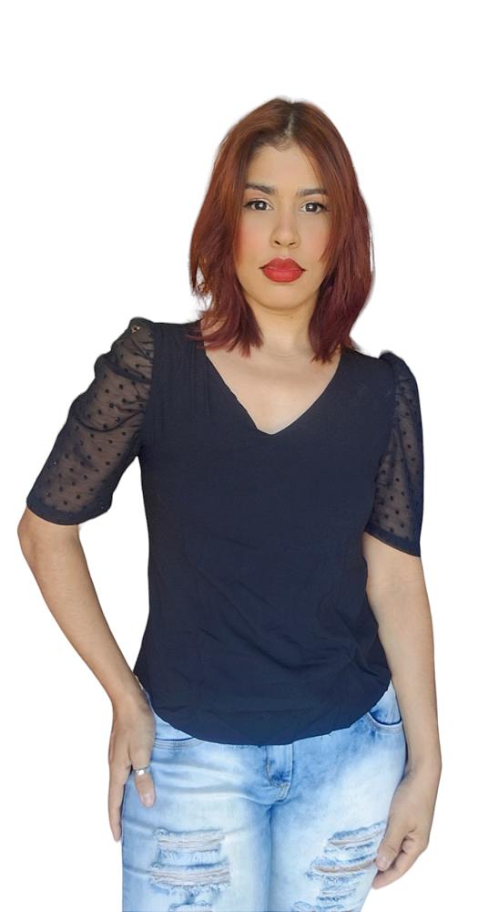 BLUSA FEMININA MANGA TULE