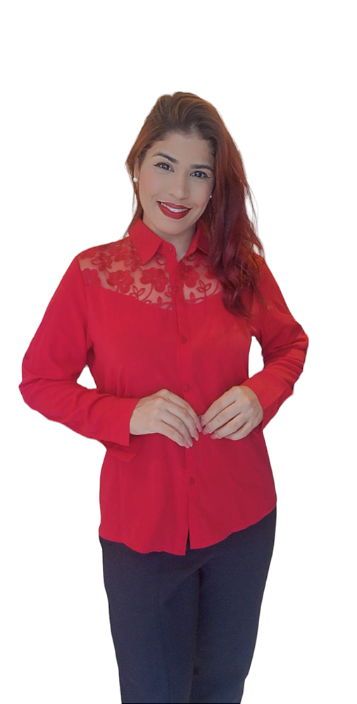 BLUSA SOCIAL MANGA LONGA RENDA