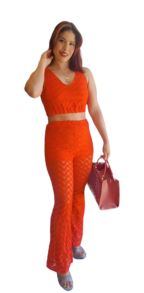 CONJUNTO RENDA  SUMMER LARANJA