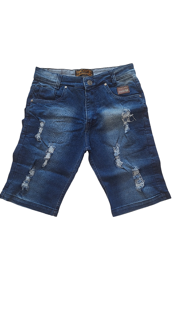 BERMUDA MASCULINA MANCHADA LAVAGEM ESCURA MANCHADA CORIN