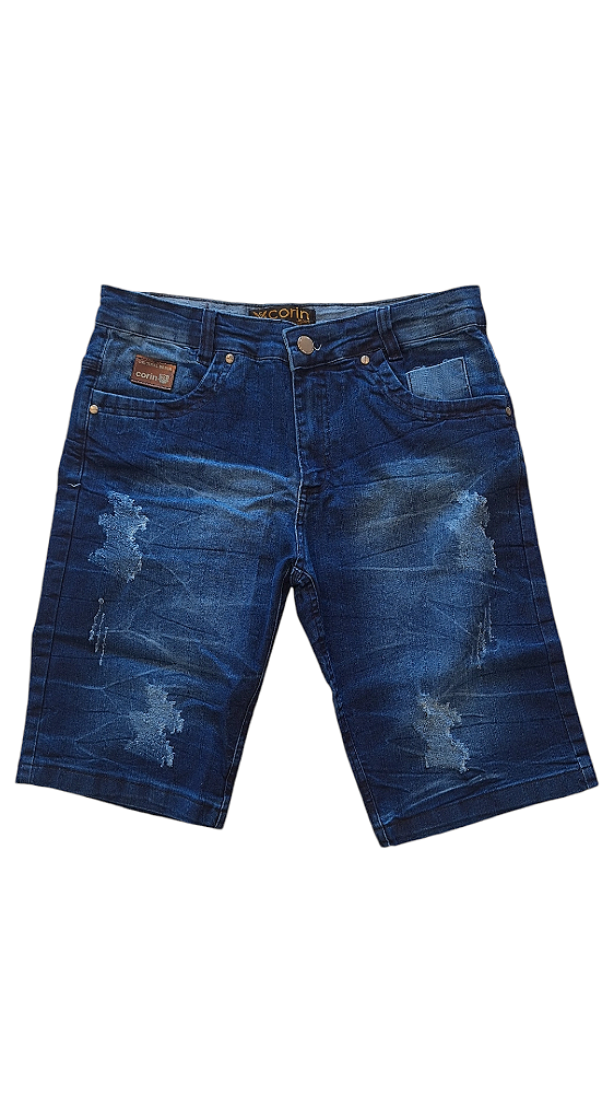 BERMUDA  MASCULINA AZUL ESCURO DESTROYED  CORIN