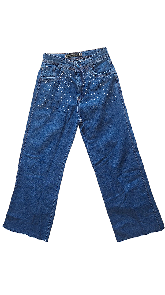 CALÇA FEMININA FLARE CORTE RETO COM BRILHO