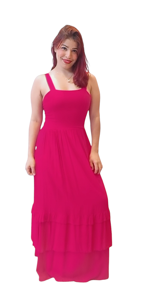 VESTIDO LONGO LISO PINK