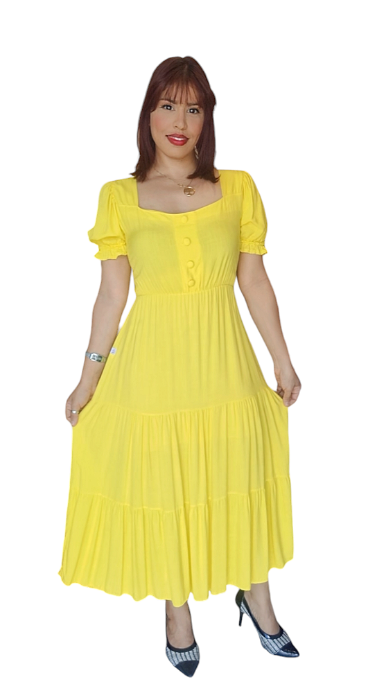 VESTIDO LONGO C\ MANGAS BUFANTES