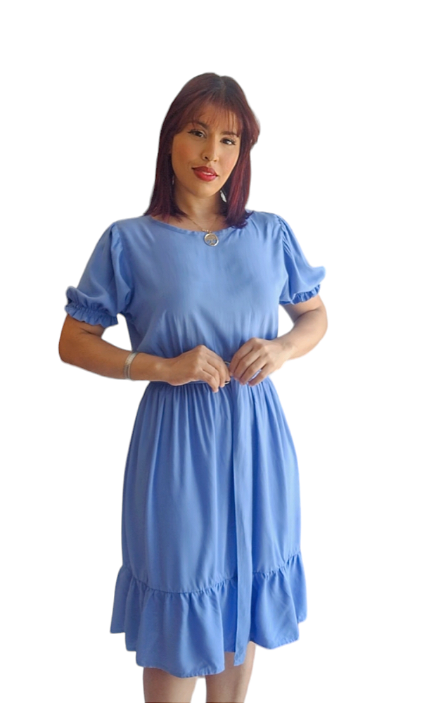 VESTIDO CURTO MIDI TECIDO LISO