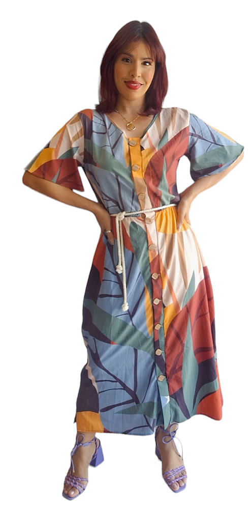 VESTIDO LONGO HANDARA MG FLARE ESTAMPADO