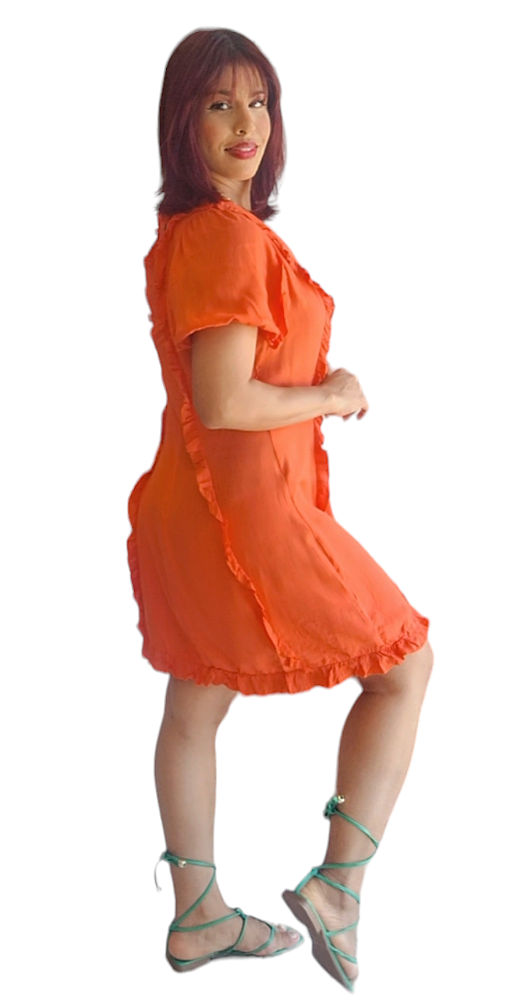 VESTIDO MIDI LISO BABADO