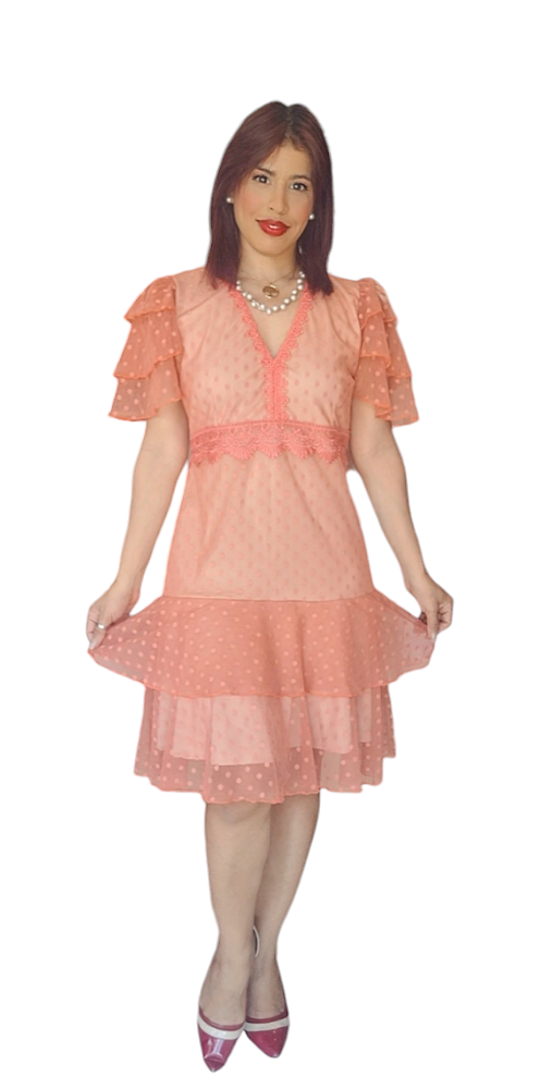 VESTIDO CURTO TELA GUIPIR