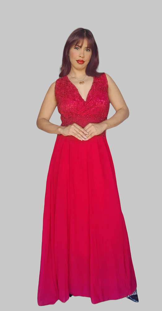 VESTIDO LONGO FEST RENDA C\ PEROLA