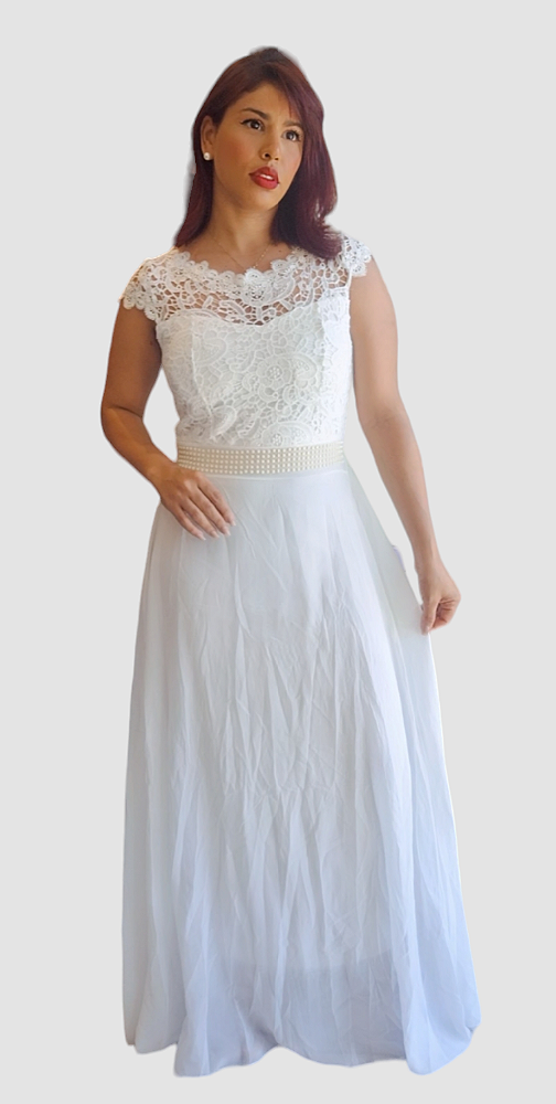 VESTIDO LONGO EM RENDA FORRADO